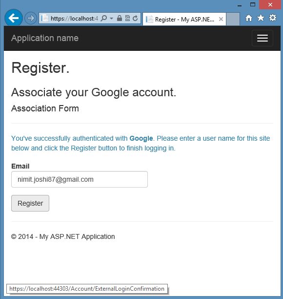 Registering Email in Google Login